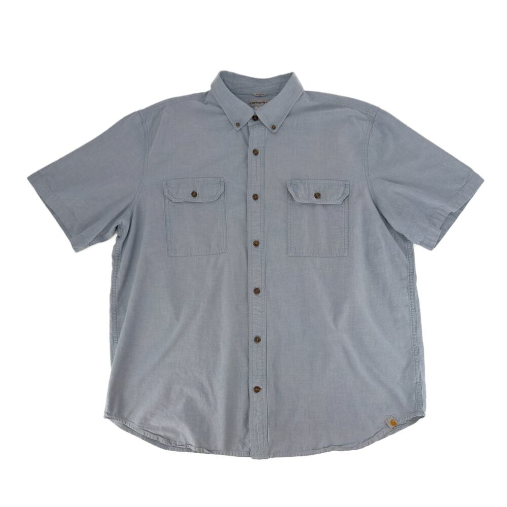 Carhartt Relaxed Fit Lightweight Short Sleeve Buttondown Shirt Mens 2XL Chambray